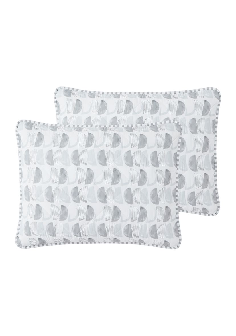 Gray Watercolor Half Circle Quilt Set