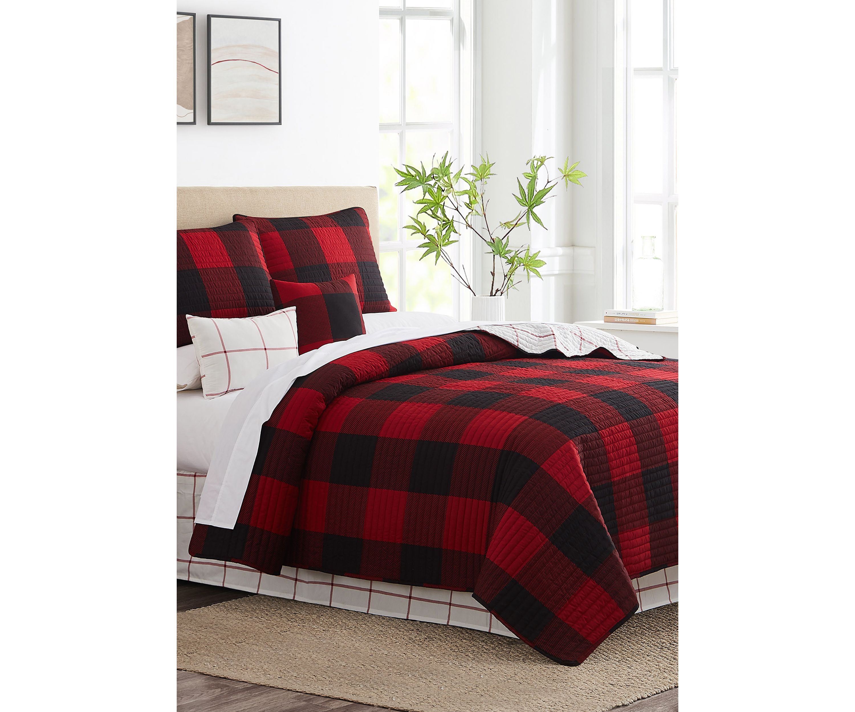 Buff Check 6-Piece Quilt Set 