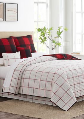 Harper Lane Buffalo Plaid 4-Piece Flannel Sheet Set, Red, Queen, Cotton