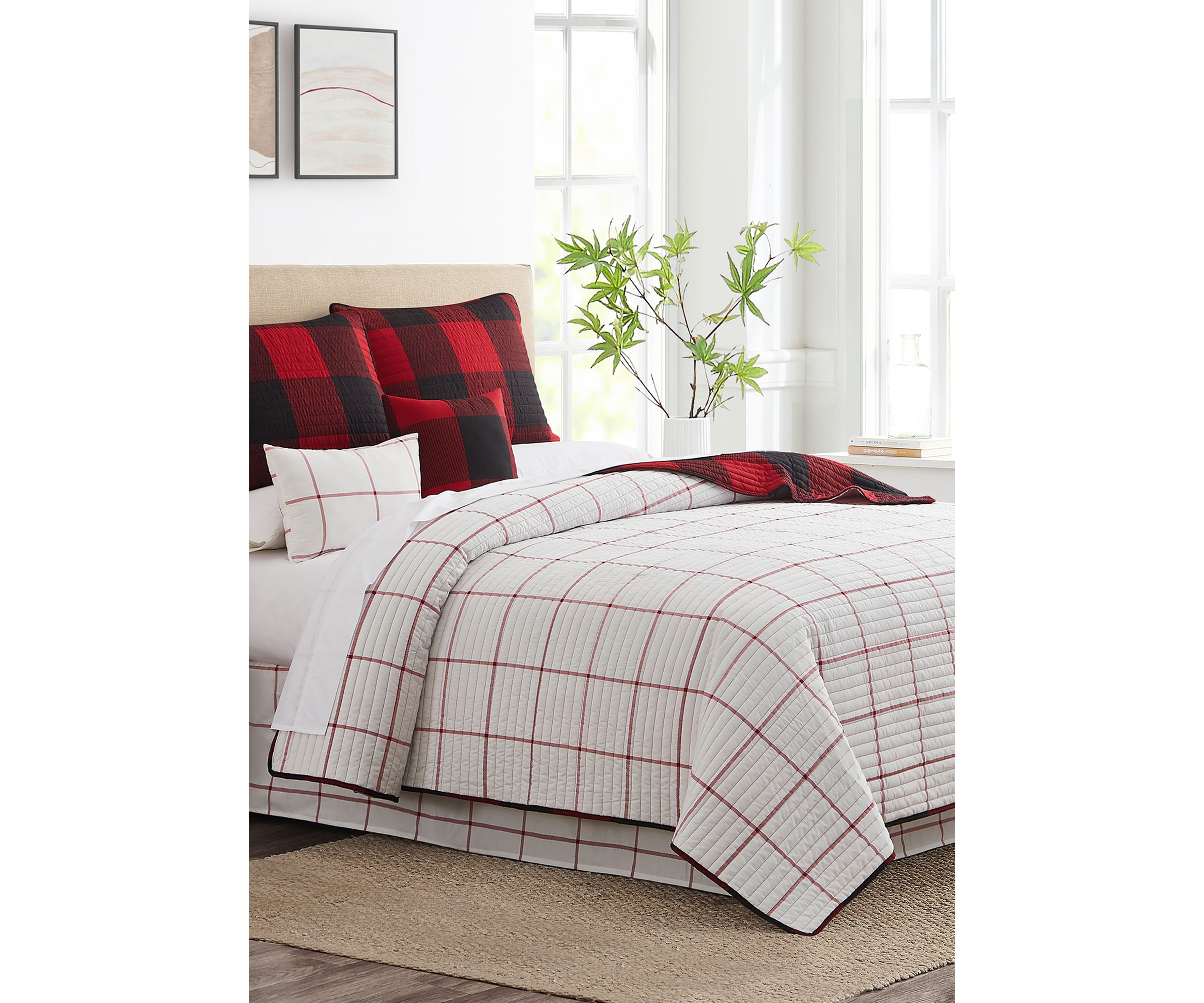 Buff Check 6-Piece Quilt Set 