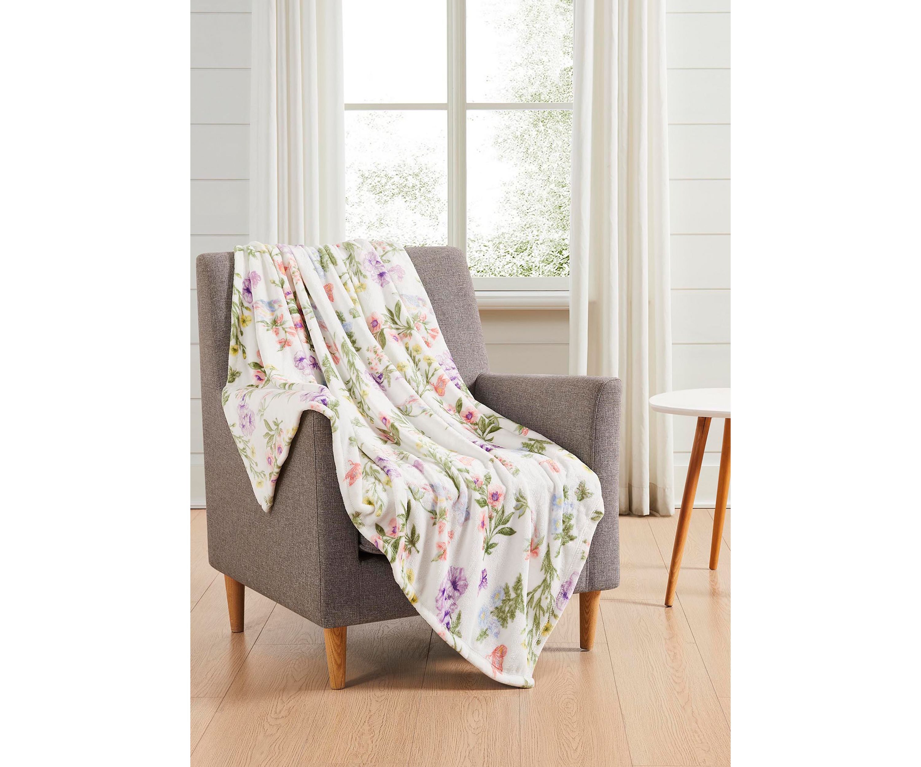 Wildflower Printed Plush Throw Blanket