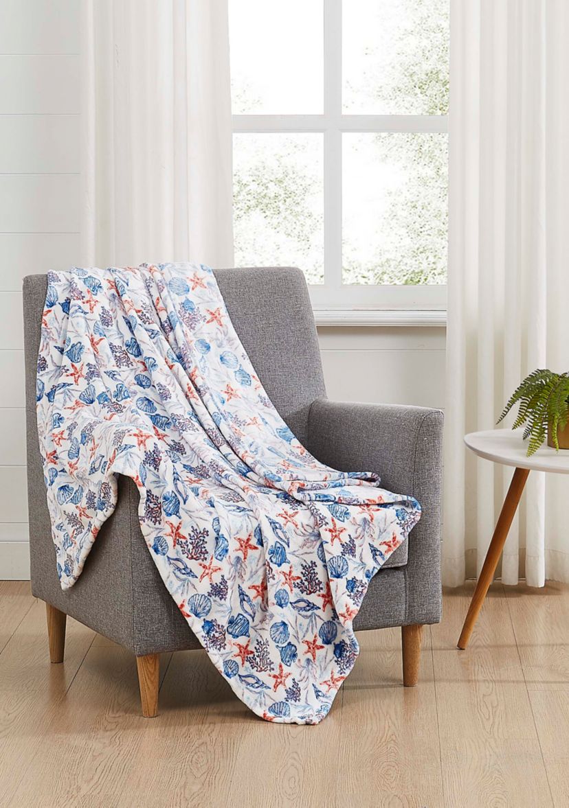 Coastal Printed Plush Throw Blanket