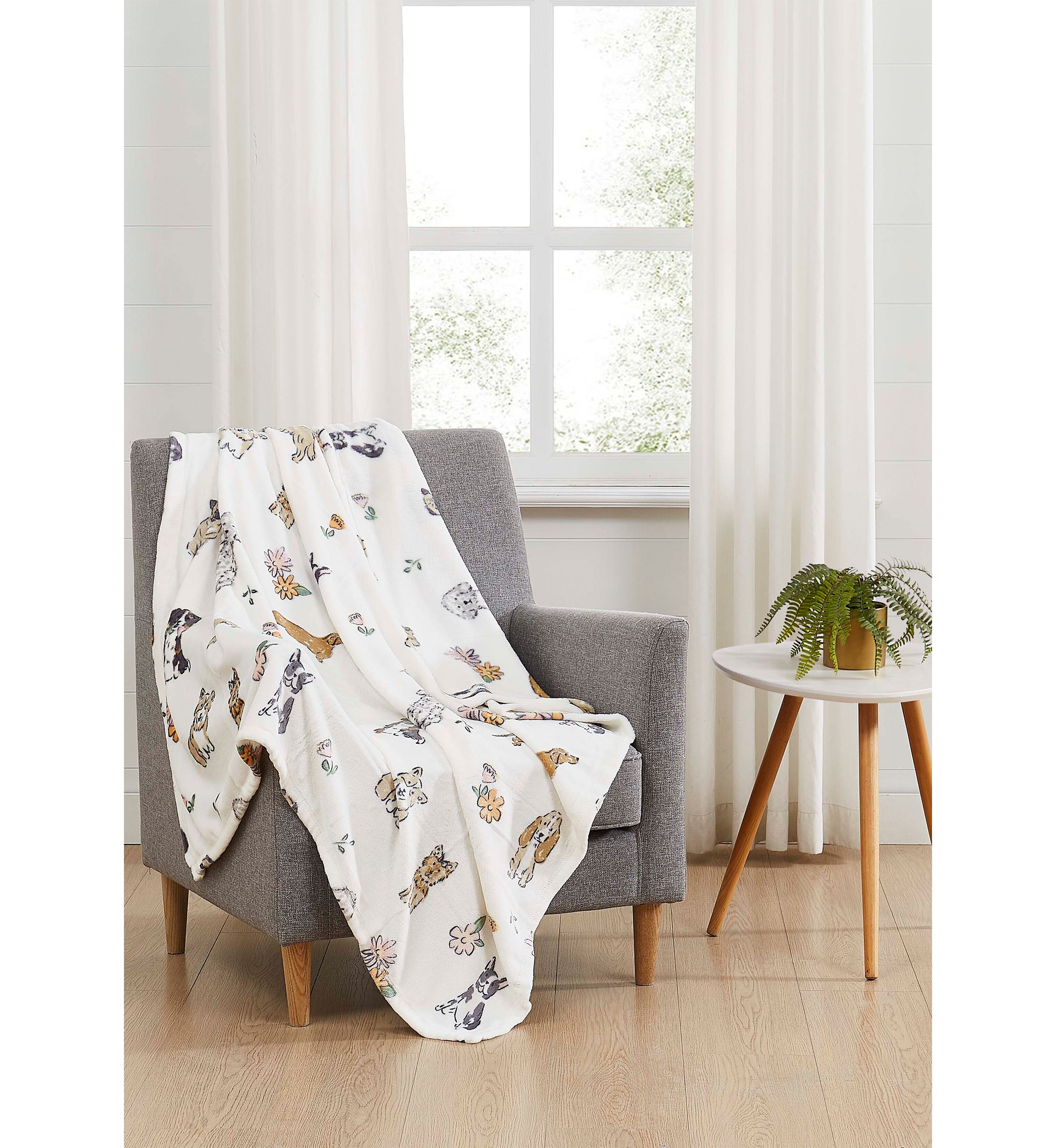 Dog Printed Plush Throw Blanket