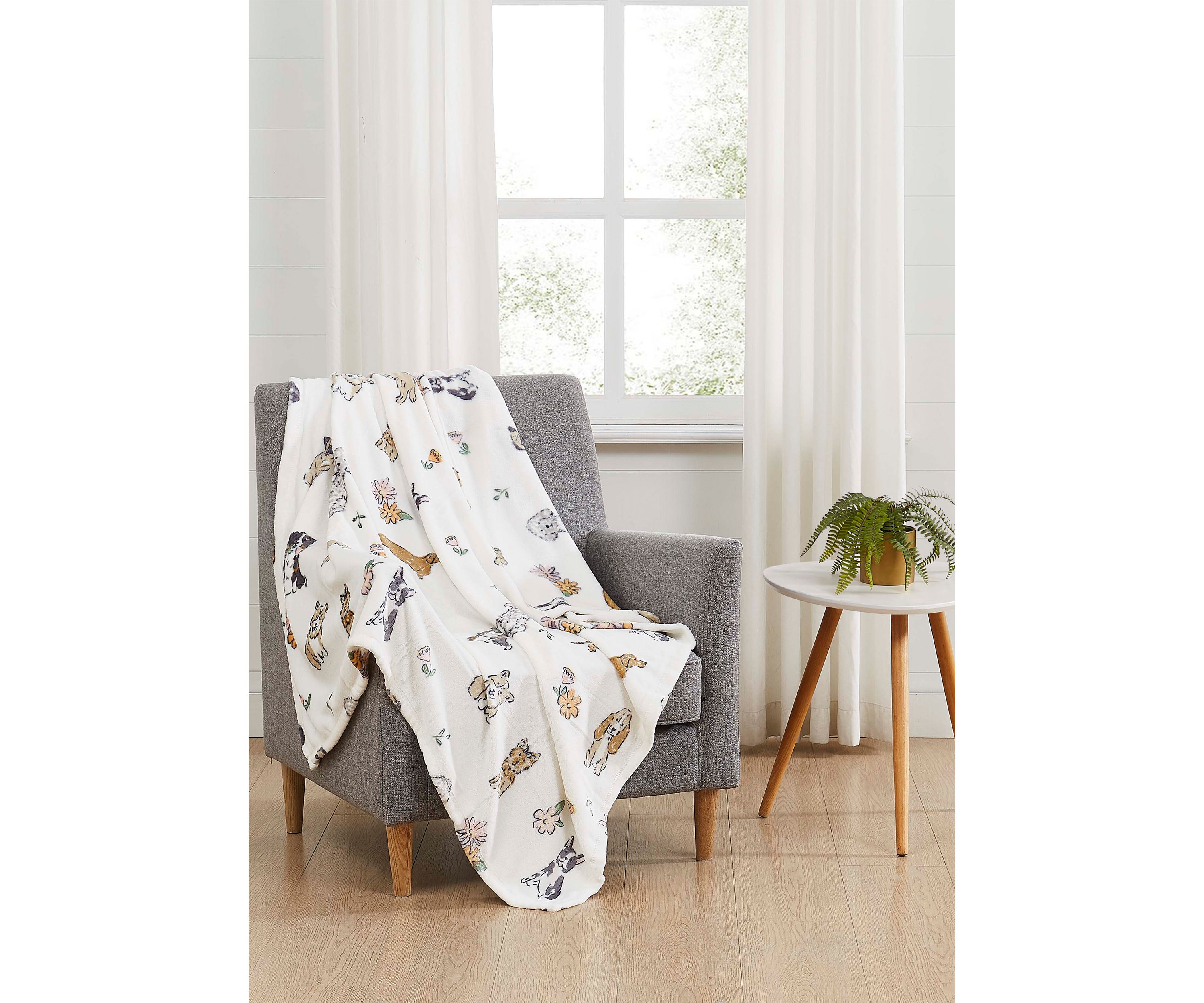 Dog Printed Plush Throw Blanket