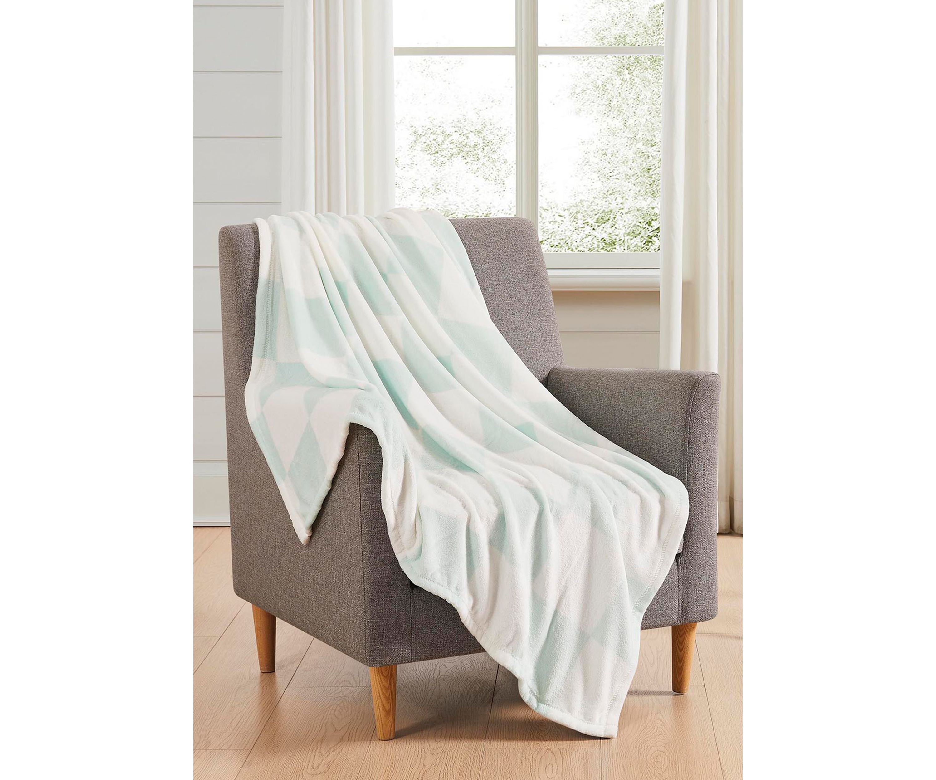 Green Printed Plush Throw Blanket