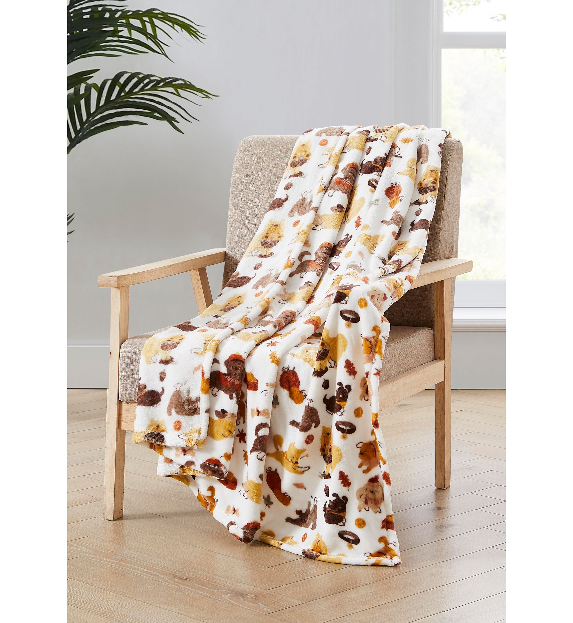 Dog Printed Plush Throw Blanket