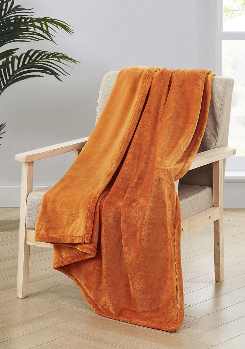 Solid Plush Throw Blanket