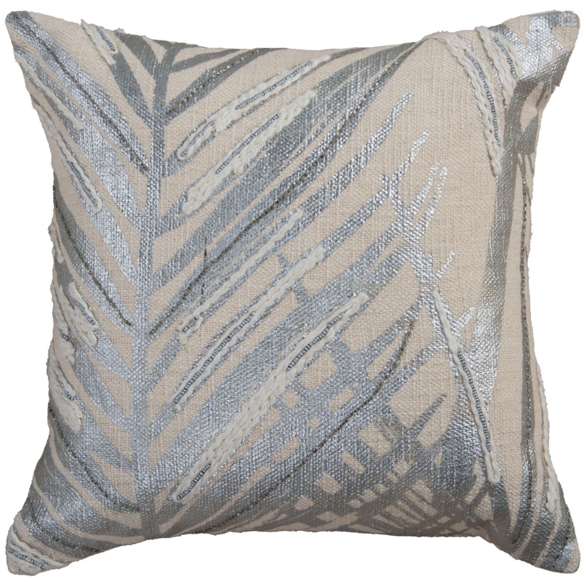 Botanical Silver/Natural 18" X 18" Poly Filled Pillow