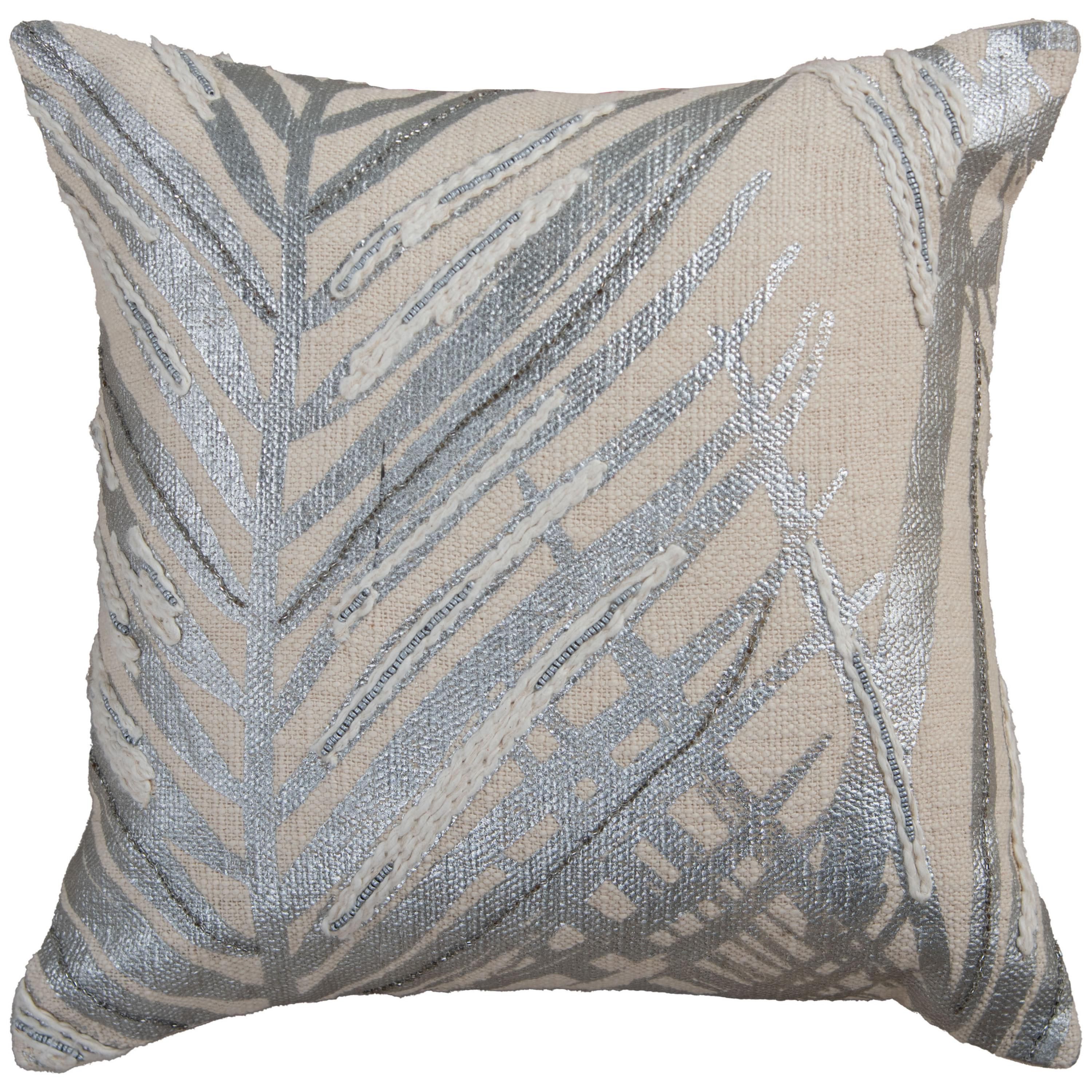 Botanical Silver/Natural 18" X 18" Poly Filled Pillow