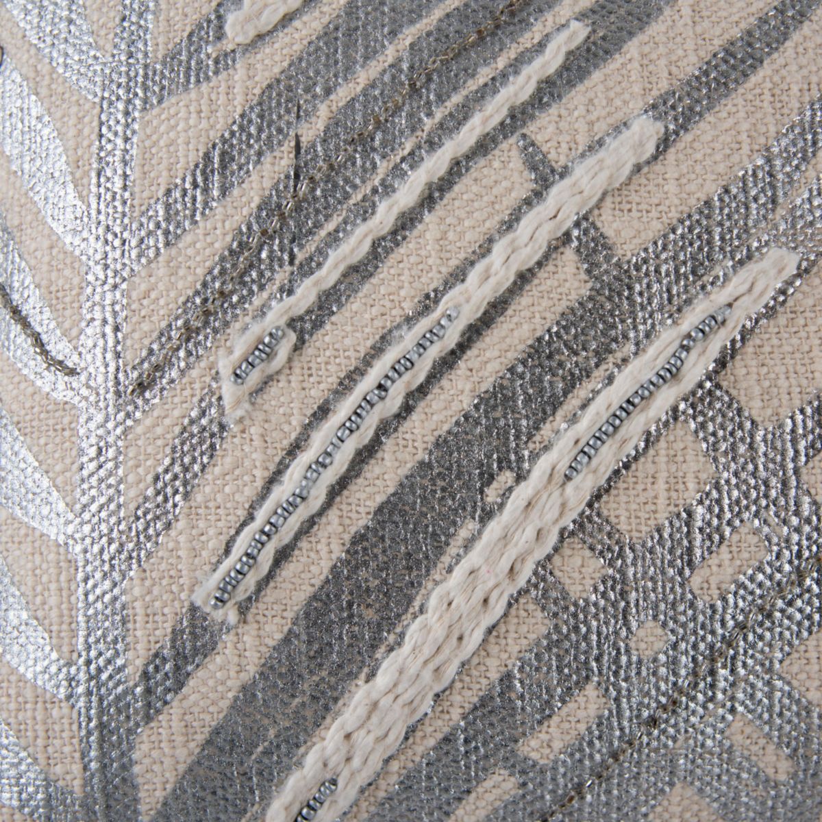 Botanical Silver/Natural 18" X 18" Poly Filled Pillow