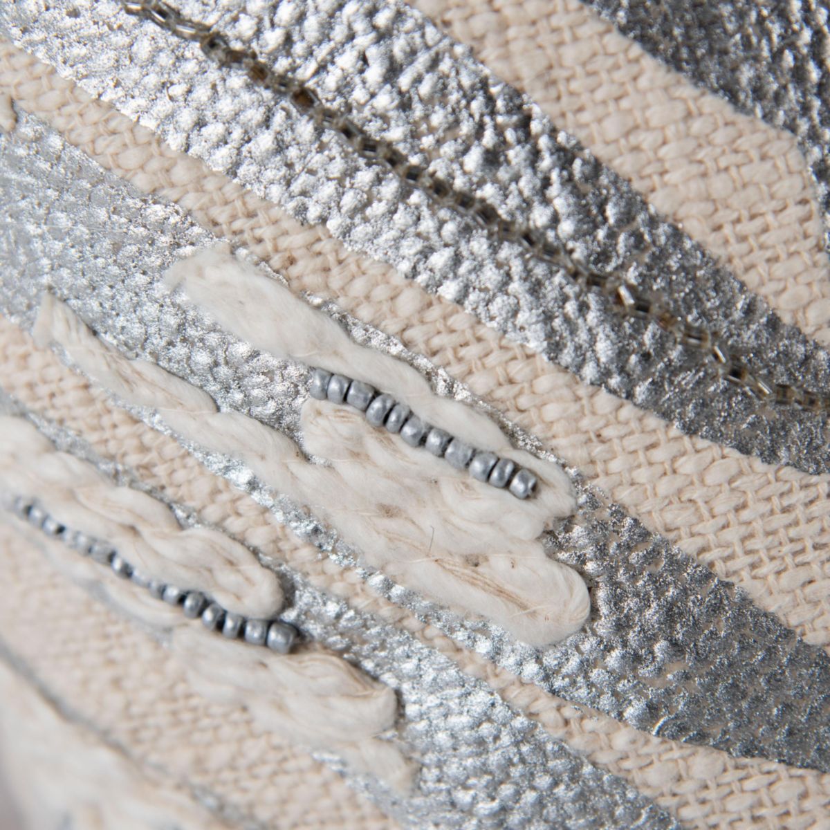 Botanical Silver/Natural 18" X 18" Poly Filled Pillow