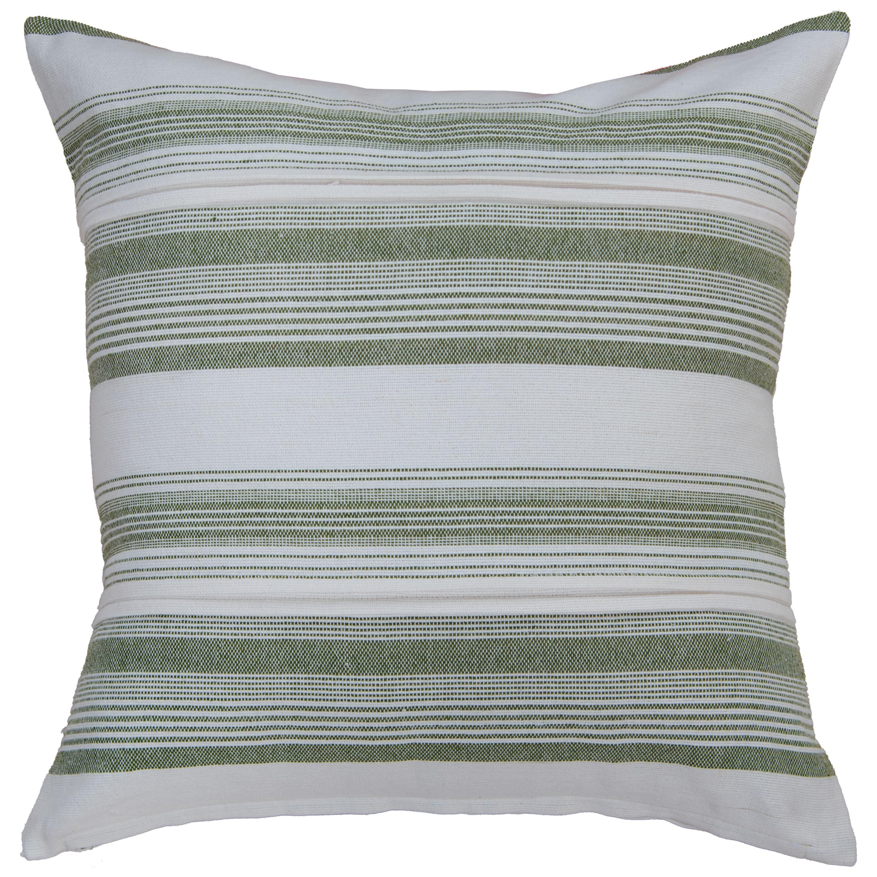Stripe White/Dark Green 20" X 20" Poly Filled Pillow