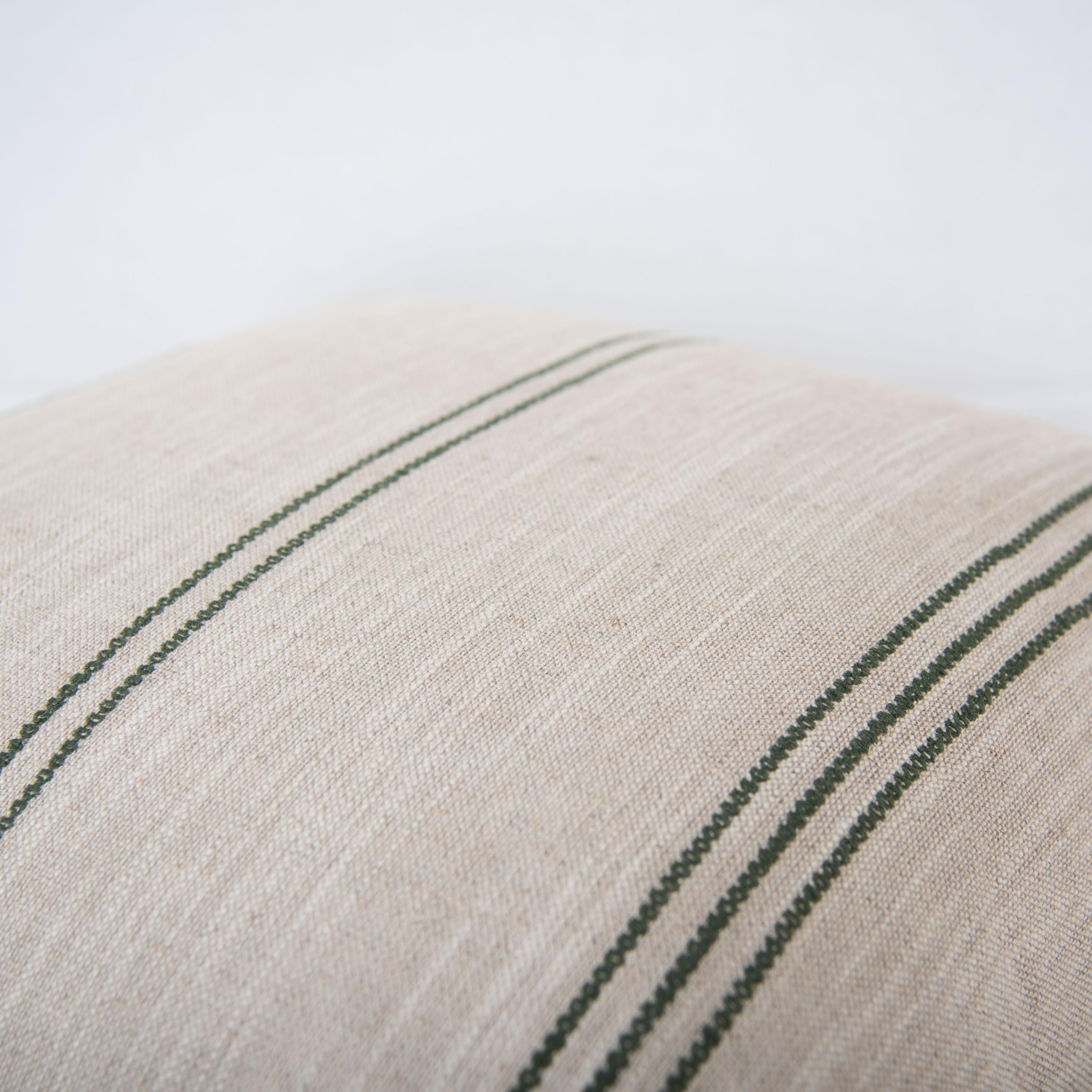 Stripe Natural/Light Blue 20" X 20" Poly Filled Pillow