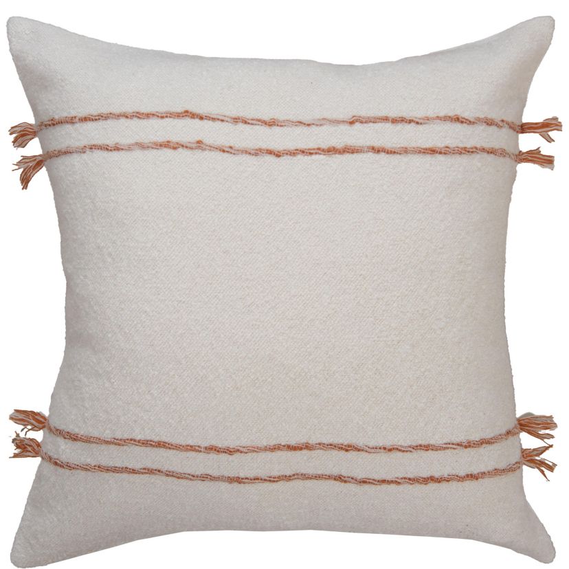 Stripe Ivory/Dark Grey 20" X 20" Poly Filled Pillow