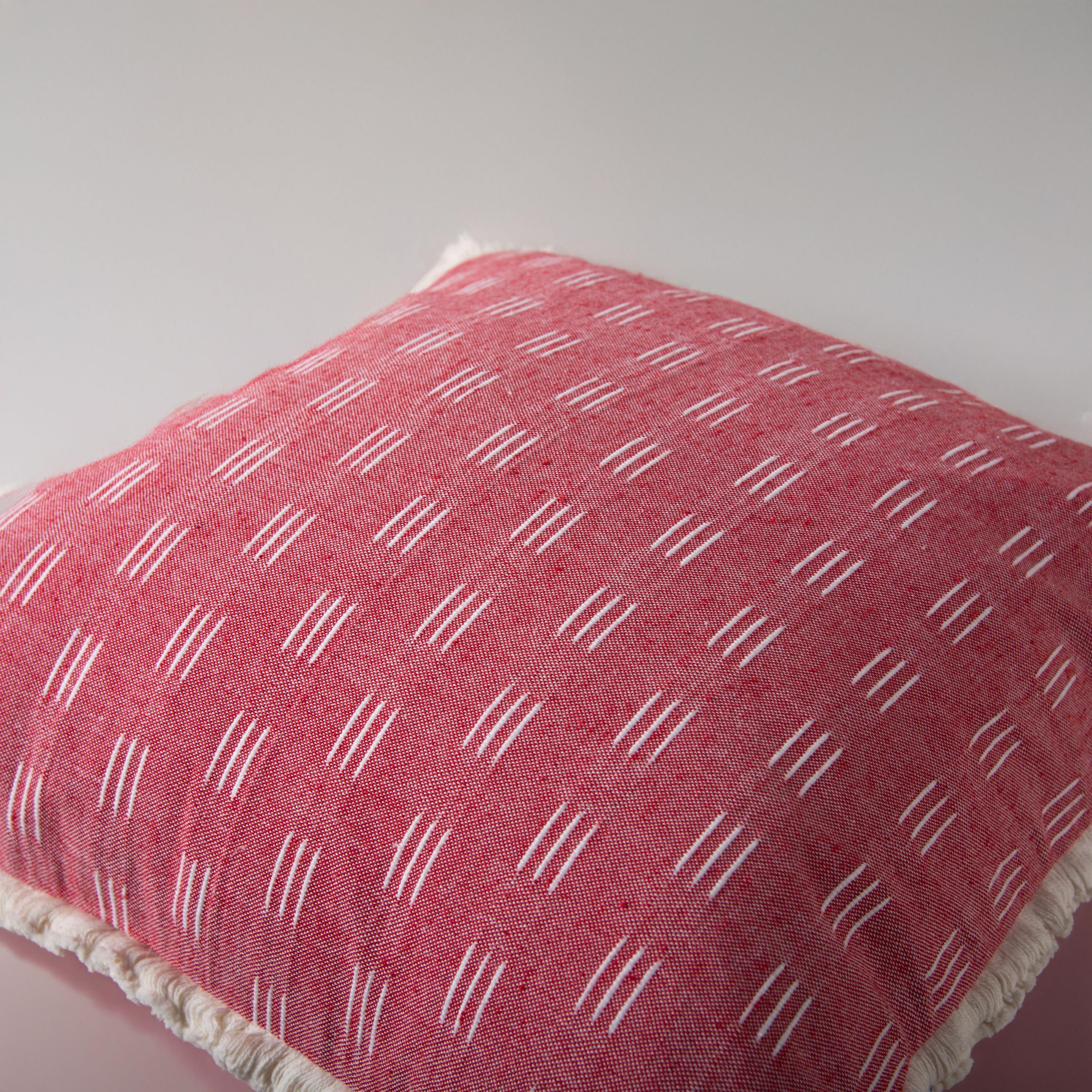 Stripe White/Red 20" X 20" Poly Filled Pillow