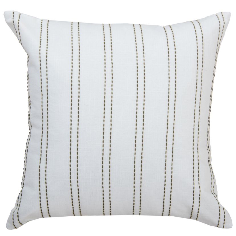 Stripe White/Yellow 20" X 20" Poly Filled Pillow