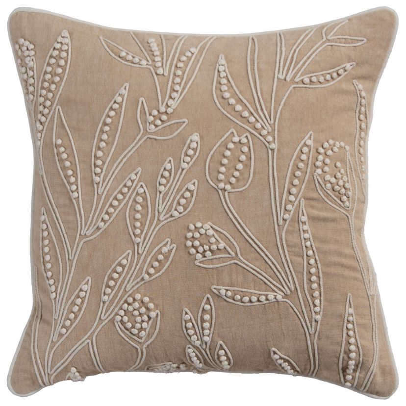 Botanical Green/Natural 20" X 20" Poly Filled Pillow