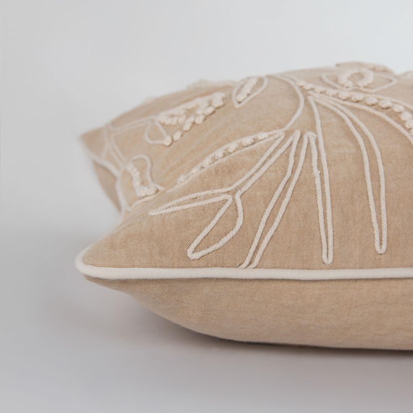 Botanical Green/Natural 20" X 20" Poly Filled Pillow