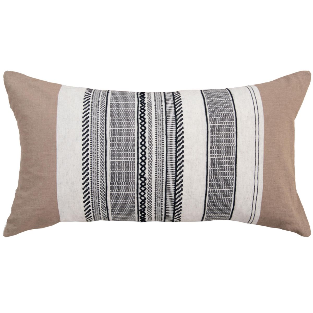 Stripe Natural/Brown 14" X 26" Poly Filled Pillow