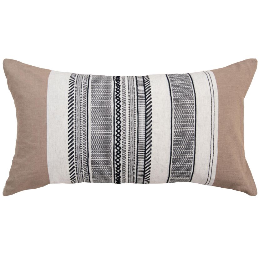 Stripe Natural/Brown 14" X 26" Poly Filled Pillow