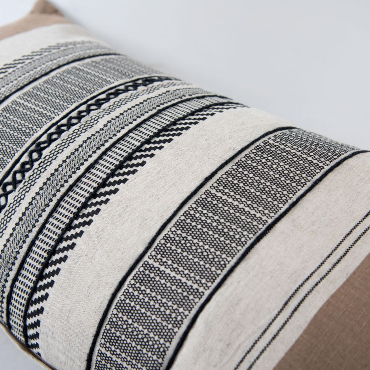 Stripe Natural/Brown 14" X 26" Poly Filled Pillow