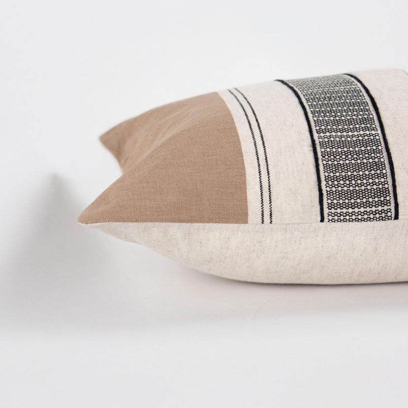 Stripe Natural/Brown 14" X 26" Poly Filled Pillow