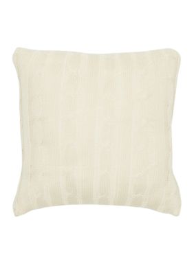 Rizzy Home Cream Cable Knit Button Decorative Pillow Belk