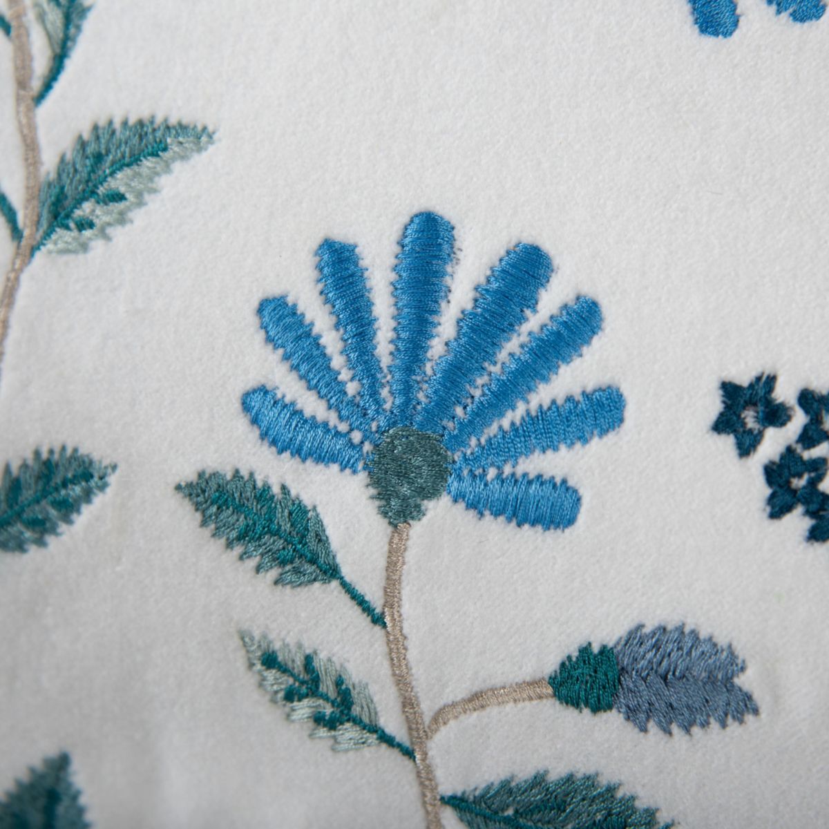 Botanical Ivory/Blue 14" X 20" Poly Filled Pillow
