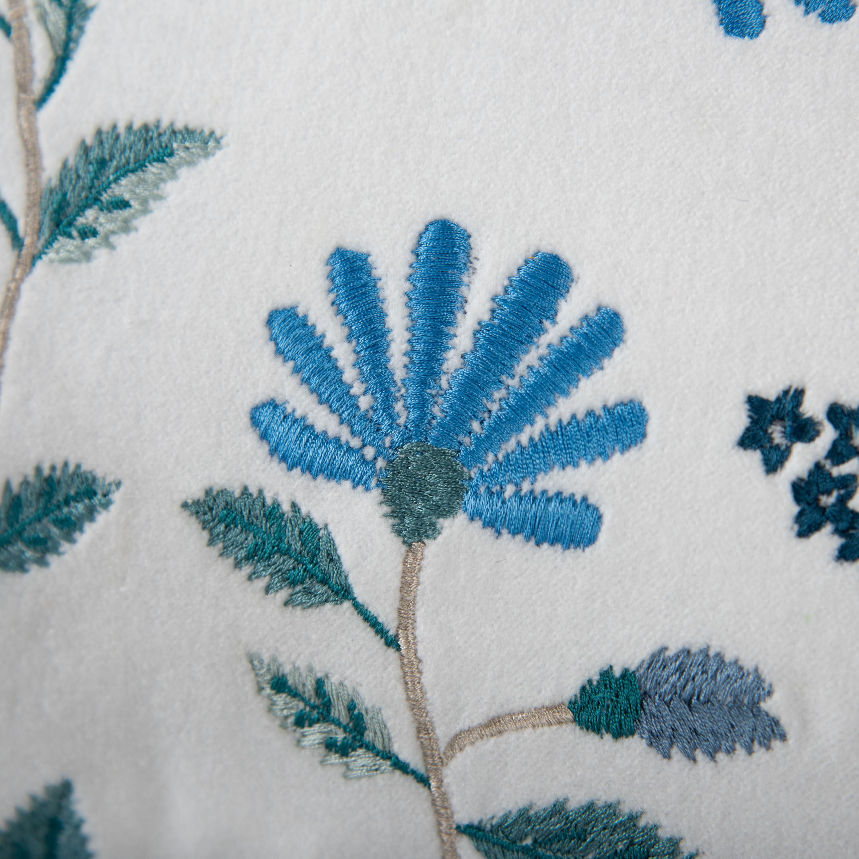 Botanical Ivory/Blue 14" X 20" Poly Filled Pillow