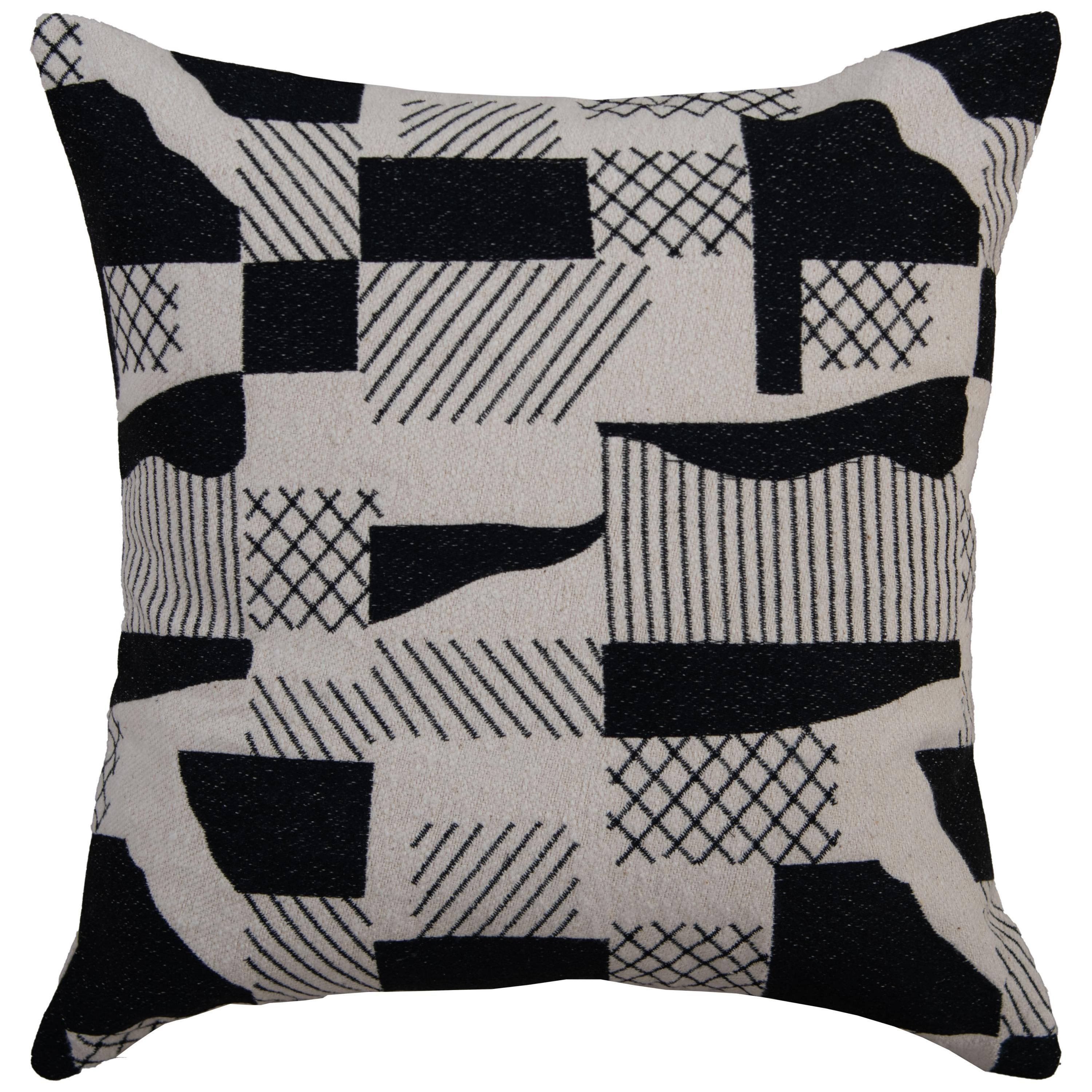 Abstract Natural/Black 20" X 20" Poly Filled Pillow