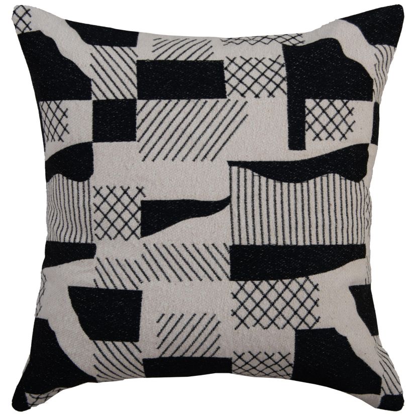 Abstract Natural/Black 20" X 20" Poly Filled Pillow