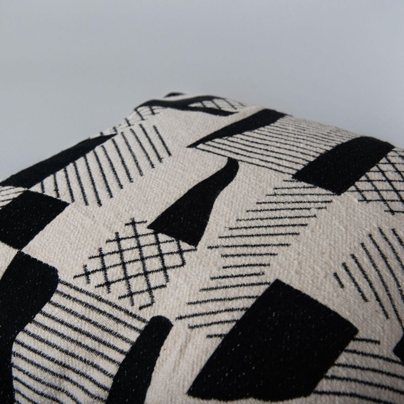 Abstract Natural/Black 20" X 20" Poly Filled Pillow