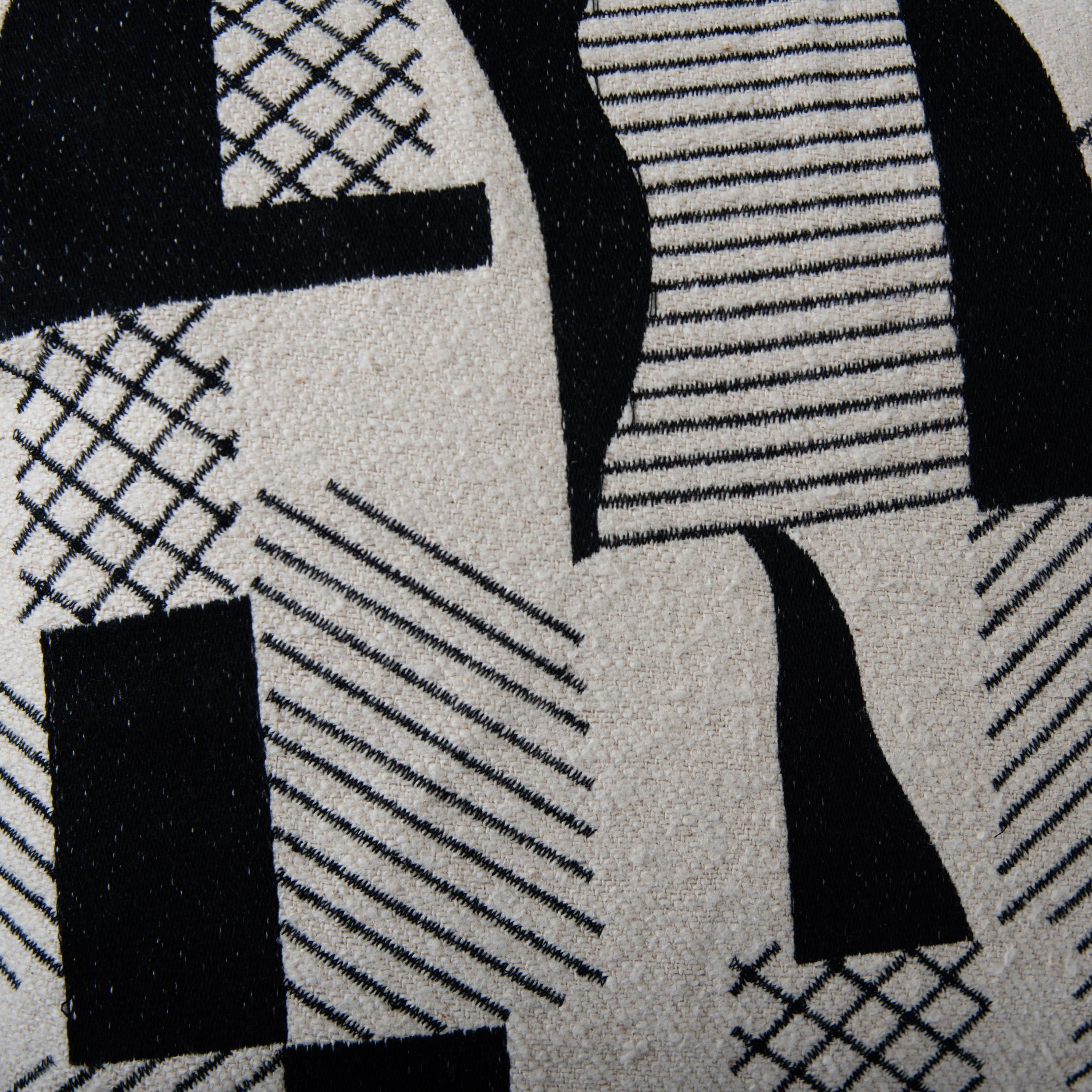 Abstract Natural/Black 20" X 20" Poly Filled Pillow