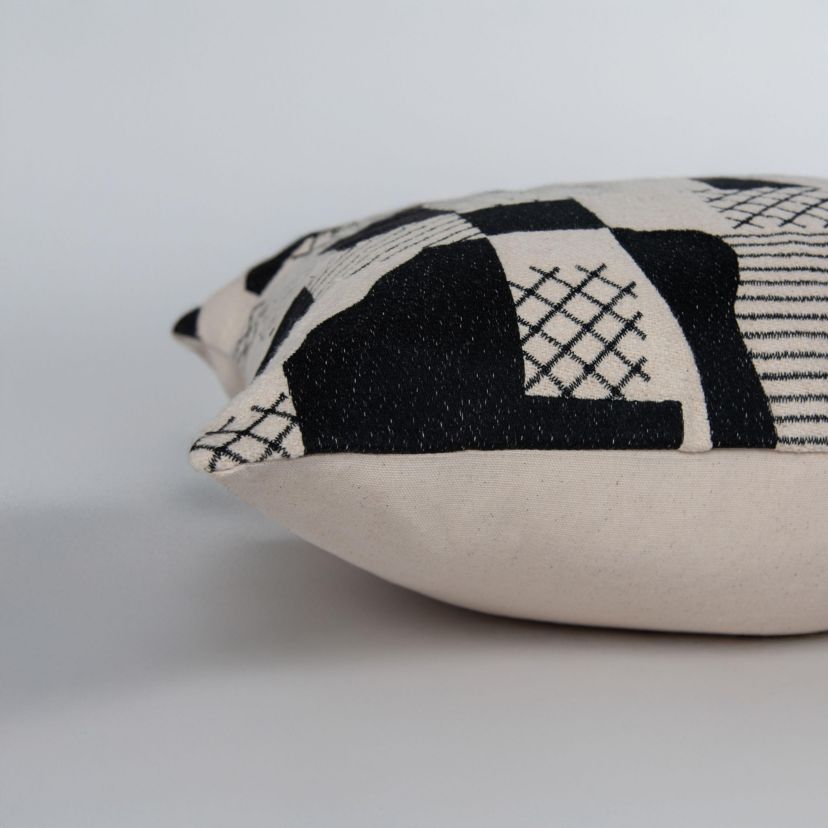 Abstract Natural/Black 20" X 20" Poly Filled Pillow