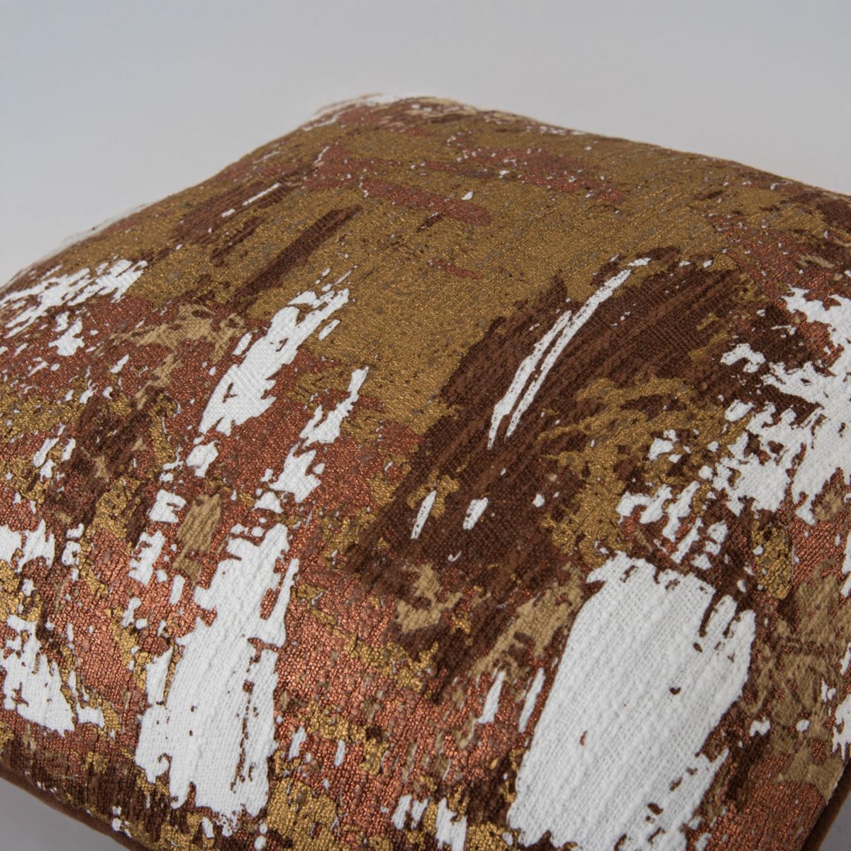 Abstract Ivory/Copper/Gold 20" X 20" Poly Filled Pillow