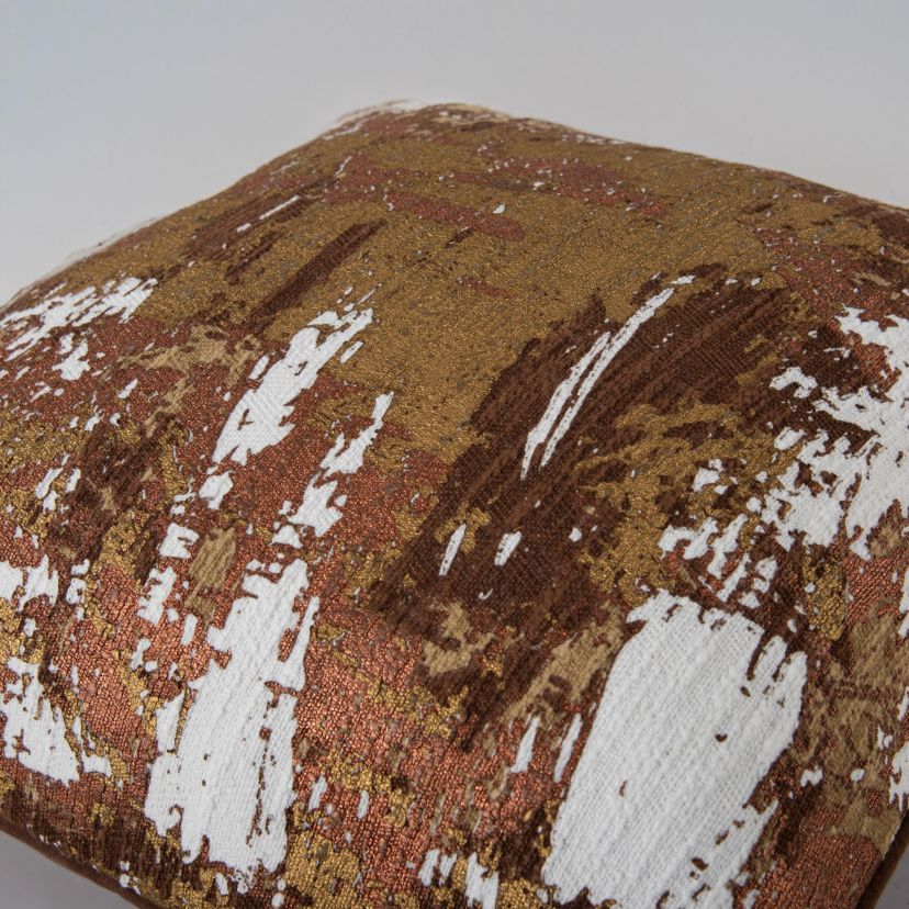 Abstract Ivory/Copper/Gold 20" X 20" Poly Filled Pillow