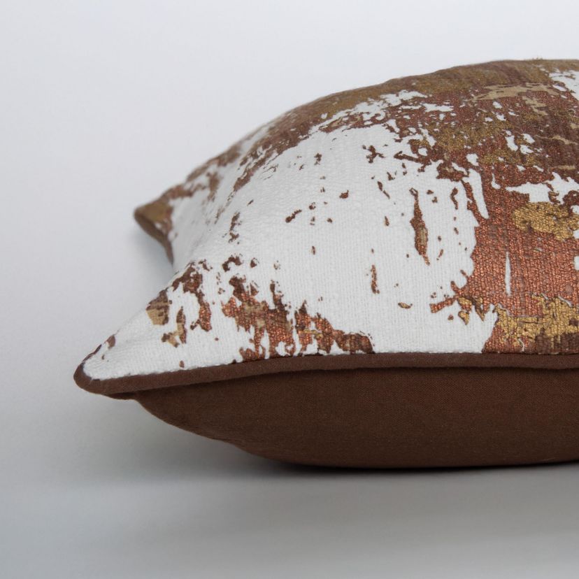 Abstract Ivory/Copper/Gold 20" X 20" Poly Filled Pillow