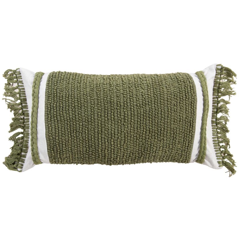 Solid Texture Green/Natural 14" X 26" Poly Filled Pillow