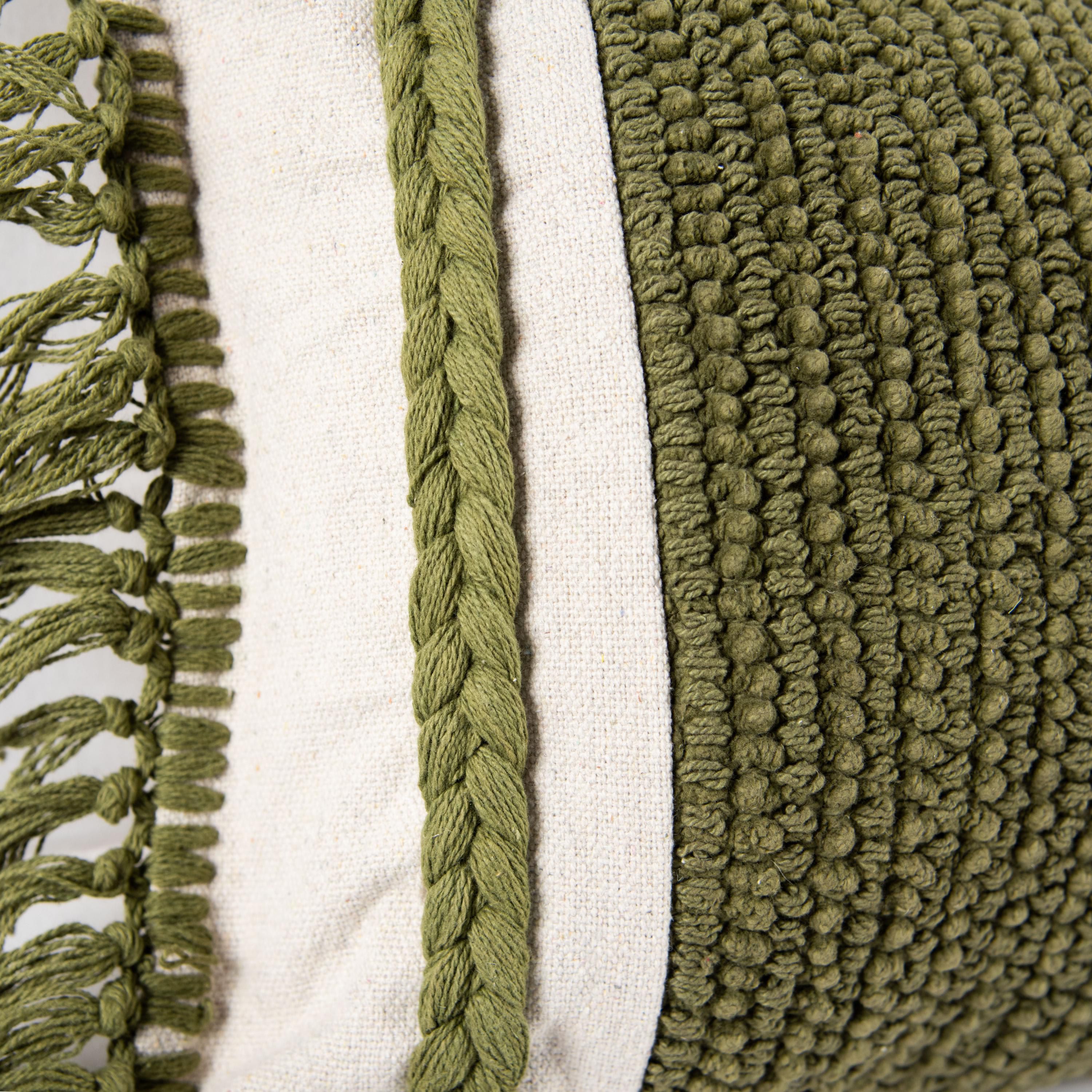 Solid Texture Green/Natural 14" X 26" Poly Filled Pillow