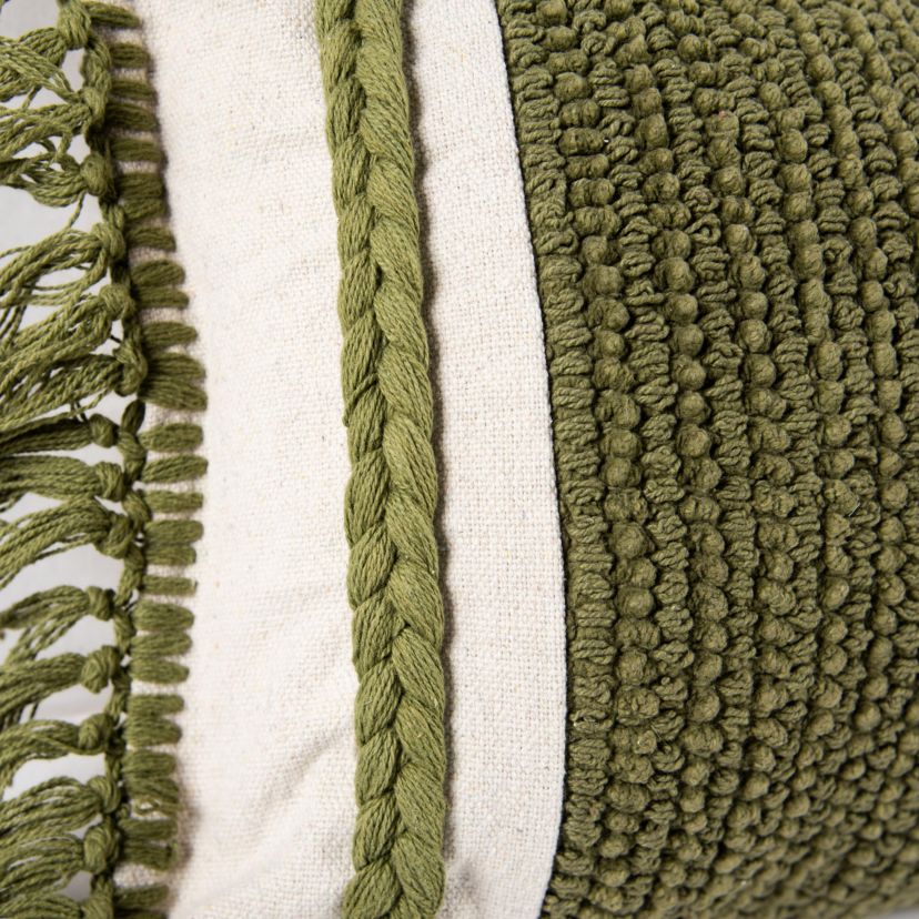 Solid Texture Green/Natural 14" X 26" Poly Filled Pillow