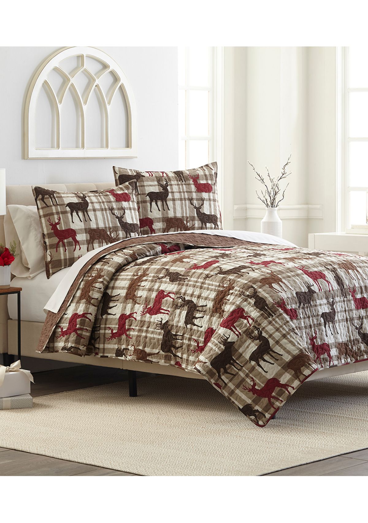 Deer Plaid Quilt Set