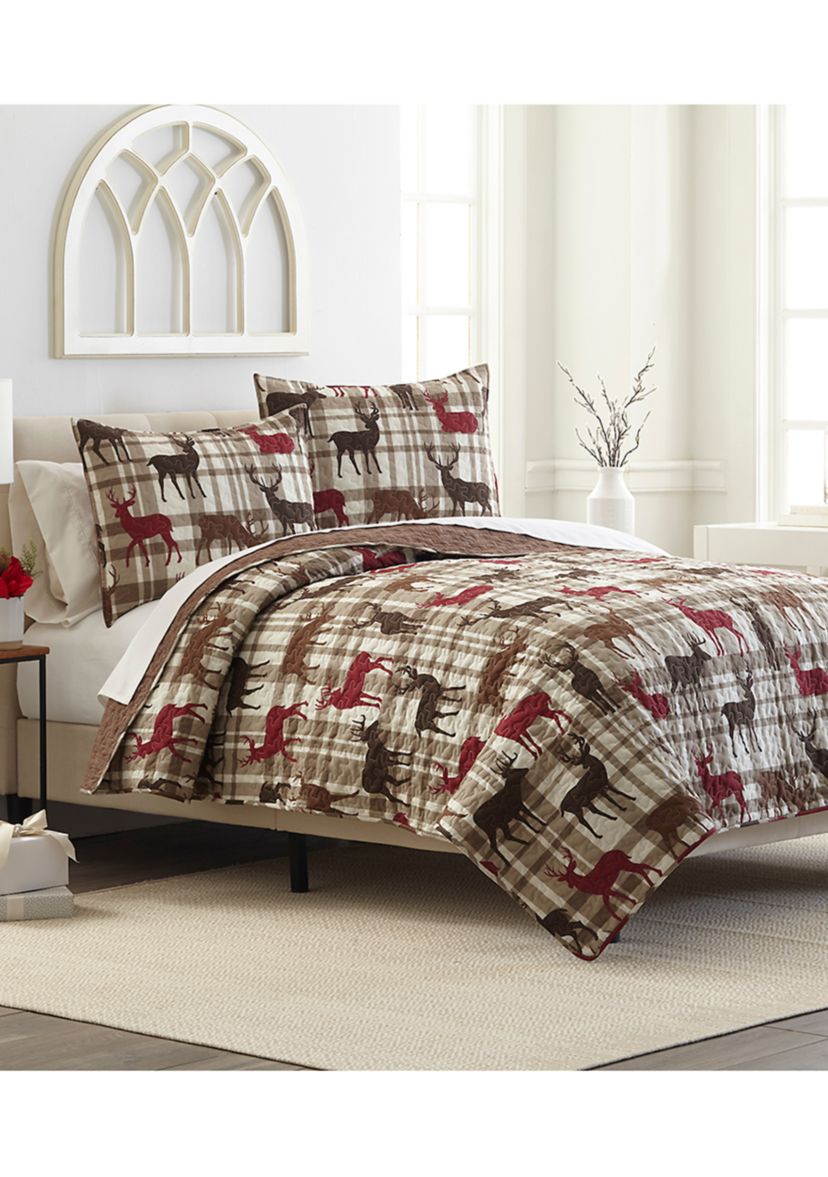 Deer Plaid Quilt Set