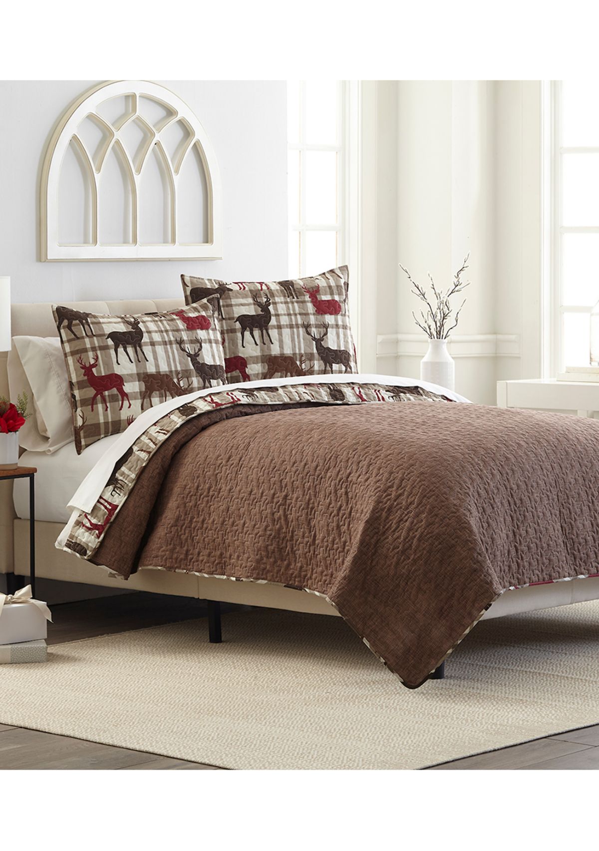 Deer Plaid Quilt Set