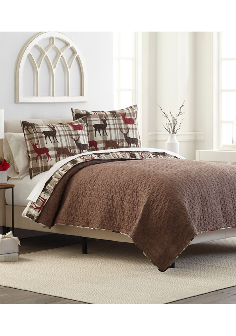 Deer Plaid Quilt Set