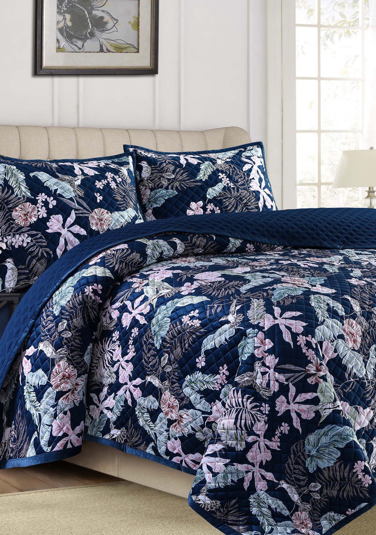 Pariza Printed Oversized Velvet Quilt Set