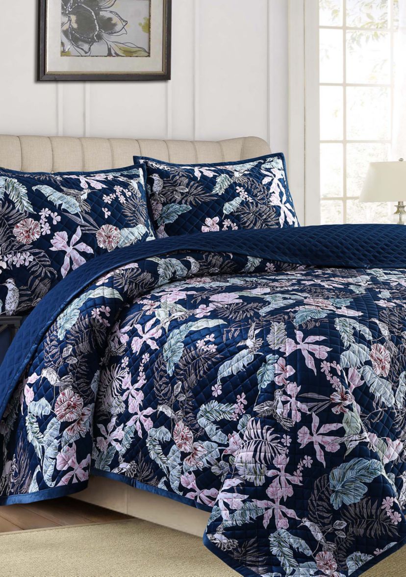Pariza Printed Oversized Velvet Quilt Set