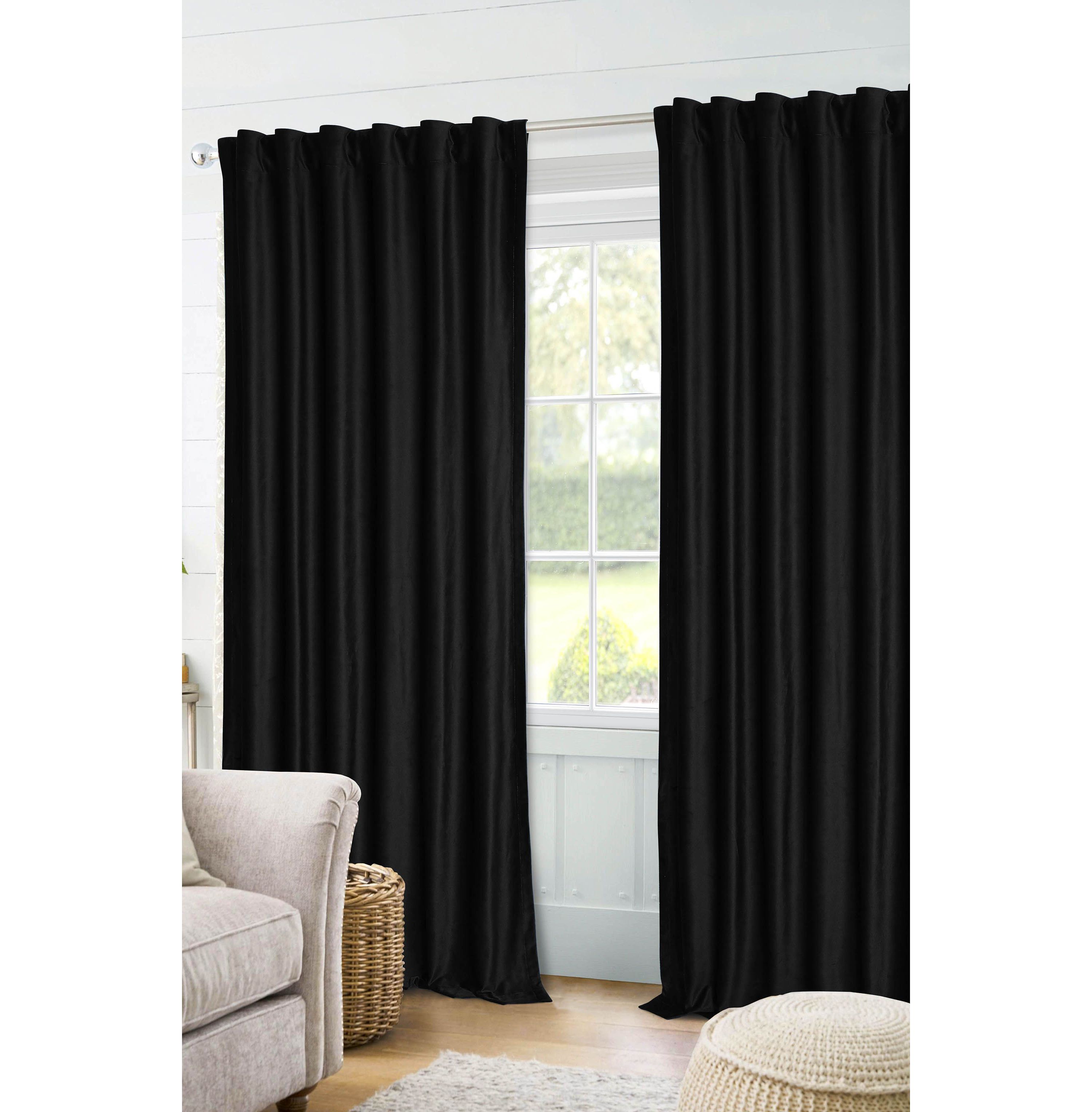 Solid Solid Velvet Room Darkening Window Curtains - 2 Panels
