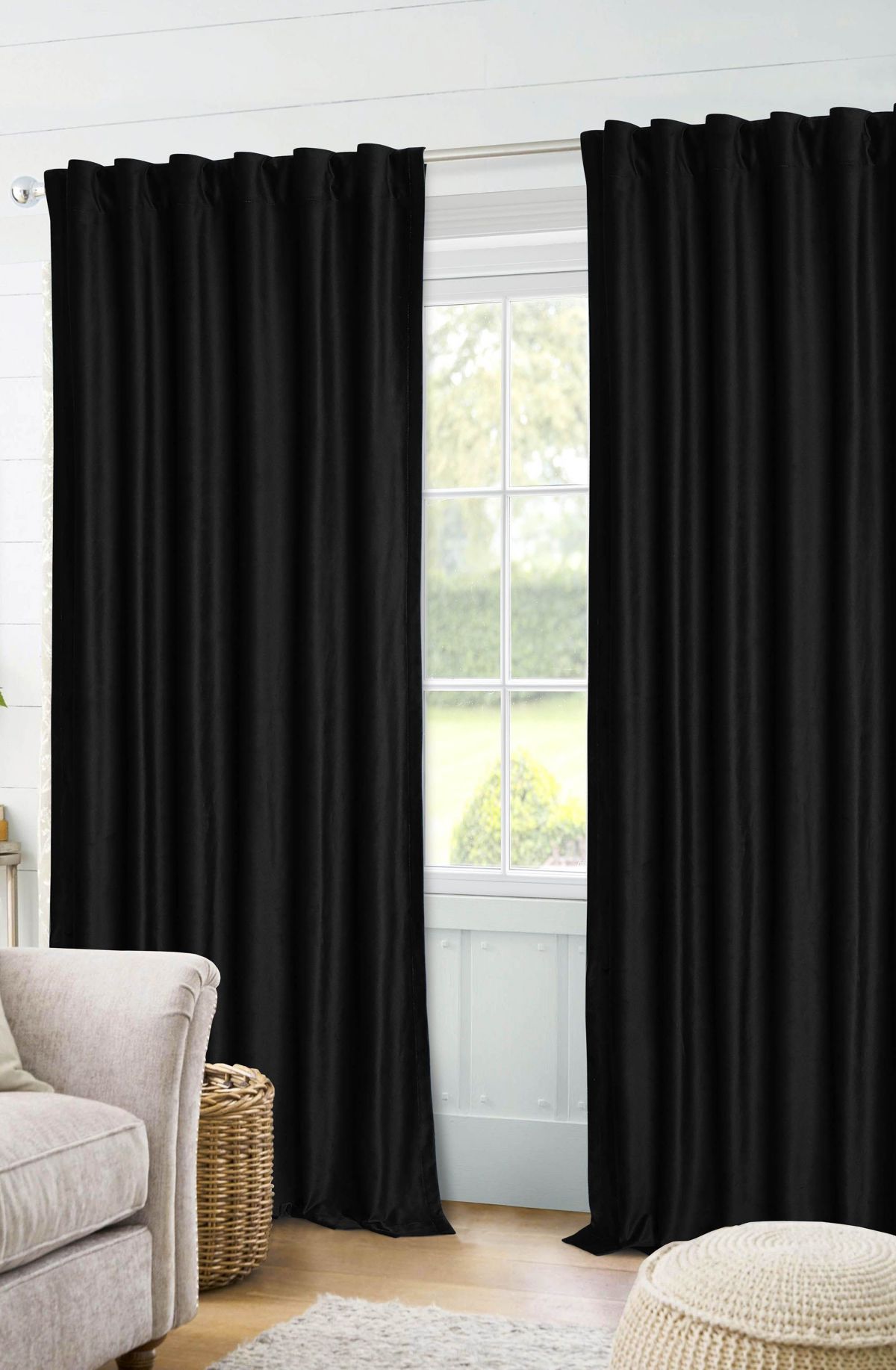 Solid Solid Velvet Room Darkening Window Curtains - 2 Panels
