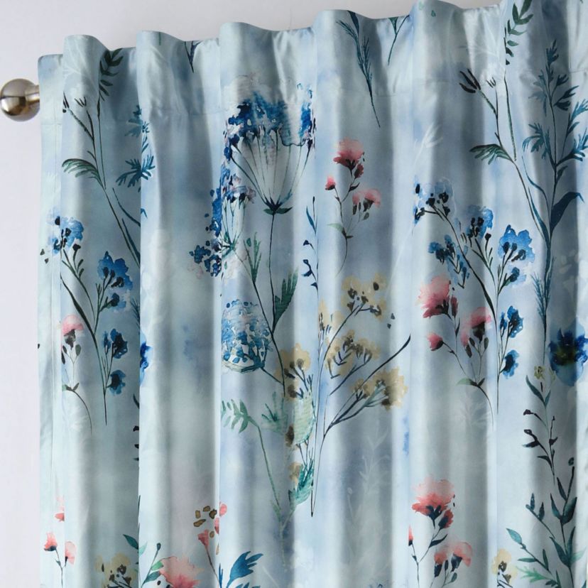Iris Floral Printed Velvet Room Darkening Window Curtains - 2 Panels