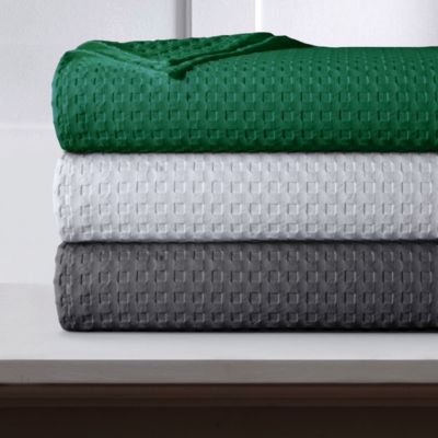 Luxury 100% Cotton Thermal Waffle-Weave Blanket w/ 2-inch White Satin Edge, 30 x 30